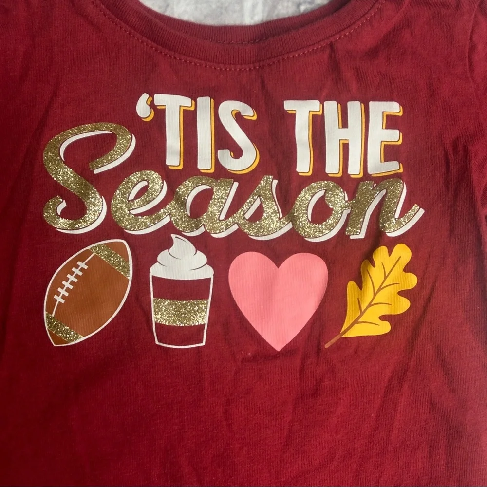 EUC The Children's Place Festive Red Long Sleeve Tee Size 18-24 Months